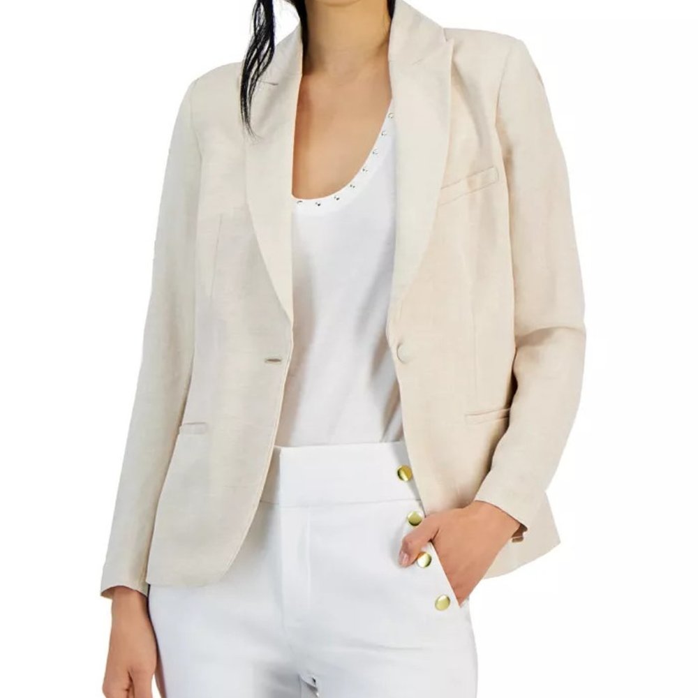 I.N.C. INTERNATIONAL CONCEPTS Petite Peak-Lapel Single-Button Blazer Macys